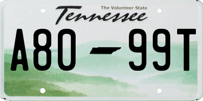 TN license plate A8099T
