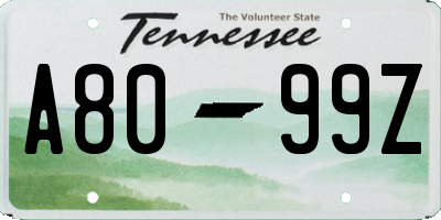 TN license plate A8099Z