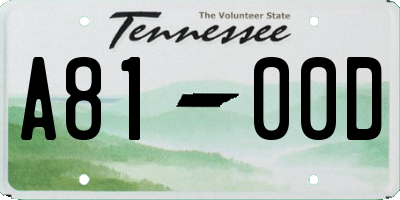 TN license plate A8100D