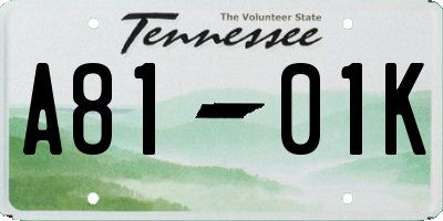 TN license plate A8101K
