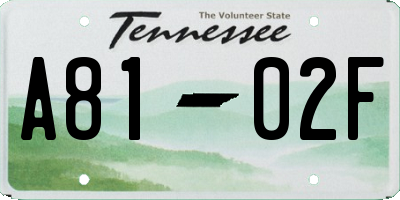 TN license plate A8102F