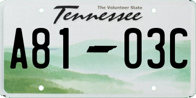TN license plate A8103C