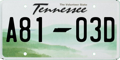 TN license plate A8103D