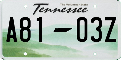 TN license plate A8103Z