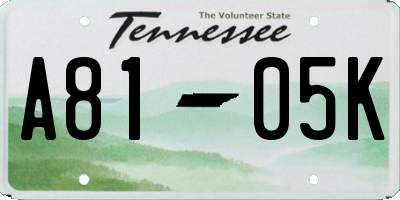 TN license plate A8105K