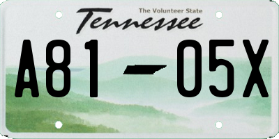 TN license plate A8105X
