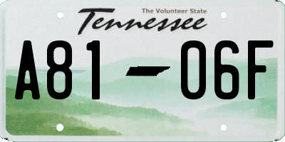 TN license plate A8106F