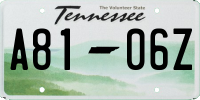 TN license plate A8106Z