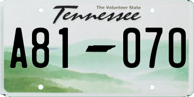 TN license plate A8107O