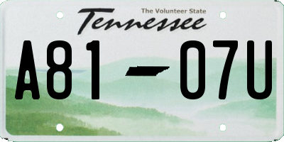 TN license plate A8107U