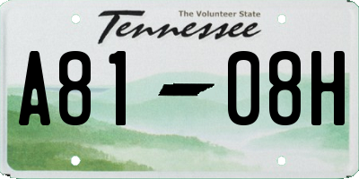 TN license plate A8108H