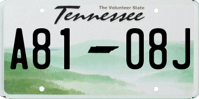 TN license plate A8108J
