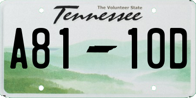 TN license plate A8110D