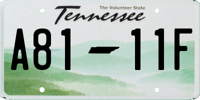 TN license plate A8111F