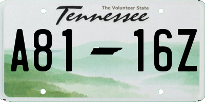 TN license plate A8116Z