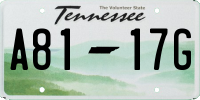 TN license plate A8117G