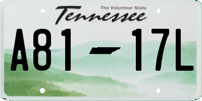 TN license plate A8117L