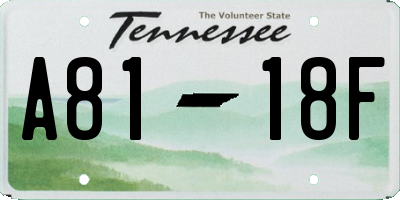 TN license plate A8118F
