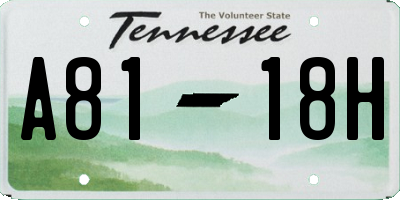TN license plate A8118H