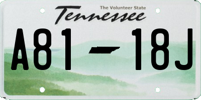 TN license plate A8118J