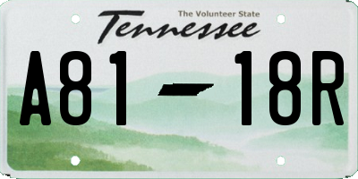 TN license plate A8118R