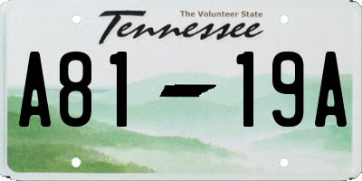 TN license plate A8119A