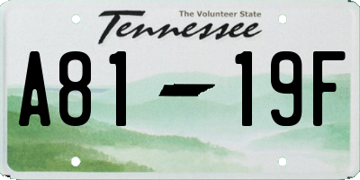 TN license plate A8119F