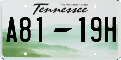 TN license plate A8119H