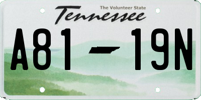 TN license plate A8119N