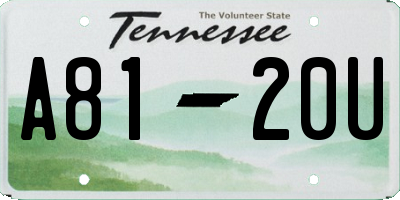 TN license plate A8120U