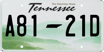 TN license plate A8121D