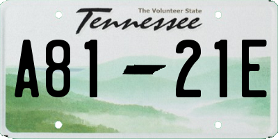 TN license plate A8121E
