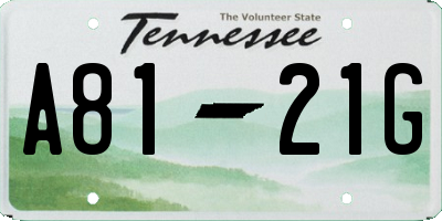 TN license plate A8121G