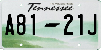 TN license plate A8121J
