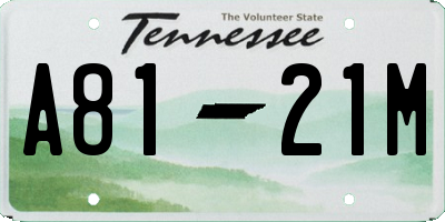 TN license plate A8121M
