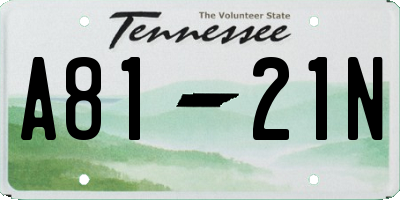 TN license plate A8121N