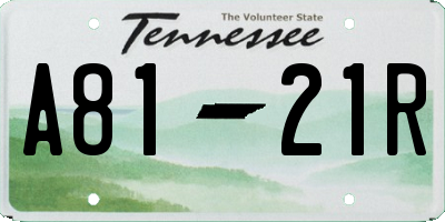 TN license plate A8121R