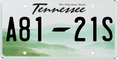 TN license plate A8121S