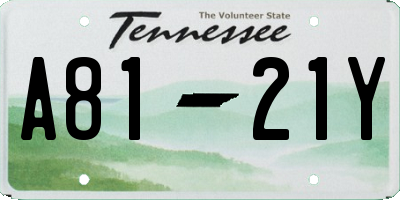 TN license plate A8121Y