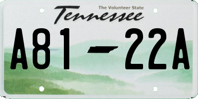 TN license plate A8122A