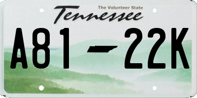 TN license plate A8122K