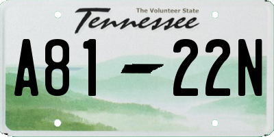 TN license plate A8122N