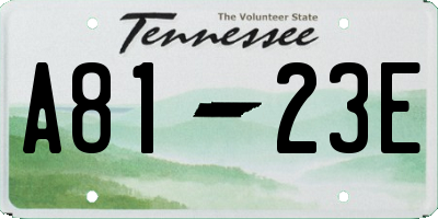 TN license plate A8123E