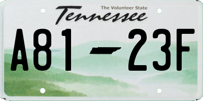 TN license plate A8123F