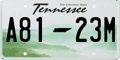 TN license plate A8123M