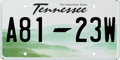 TN license plate A8123W