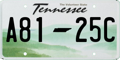 TN license plate A8125C