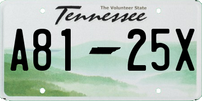 TN license plate A8125X