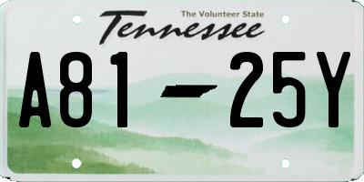 TN license plate A8125Y