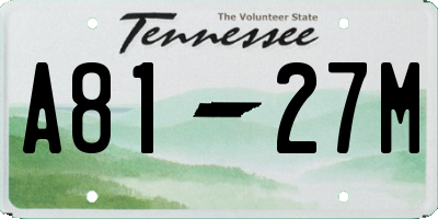TN license plate A8127M